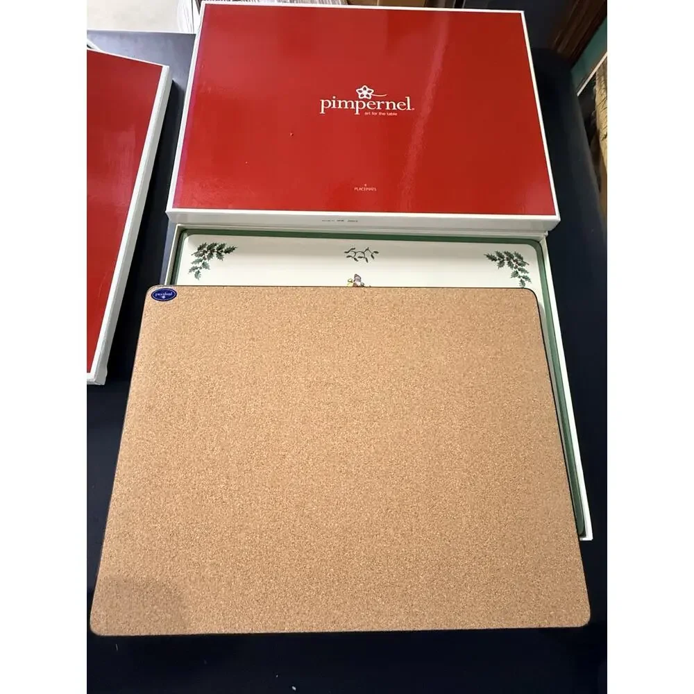 Pimpernel Christmas Tree Cork-Back Placemats – Set of 12 in Original Boxes